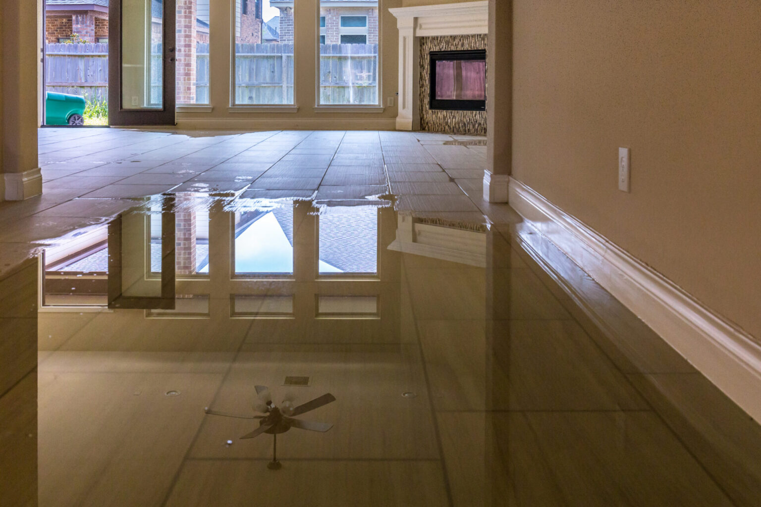 A house in Houston suburb flooded from Hurricane Harvey 2017